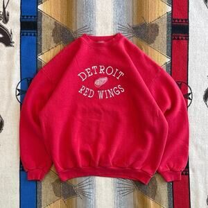 Vintage 90s Detroit Red Wings Embroidered Crewneck Sweatshirt Size XL Logo 7